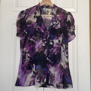 Worthington silky, sheer floral blouse
